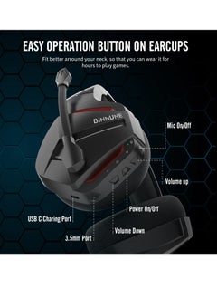 BINNUNE Wireless Gaming Headset with Noise Cancelling Microphone for PC PS4 PS5, 2.4G Headset with Mic for Laptop Computer  - Image 4