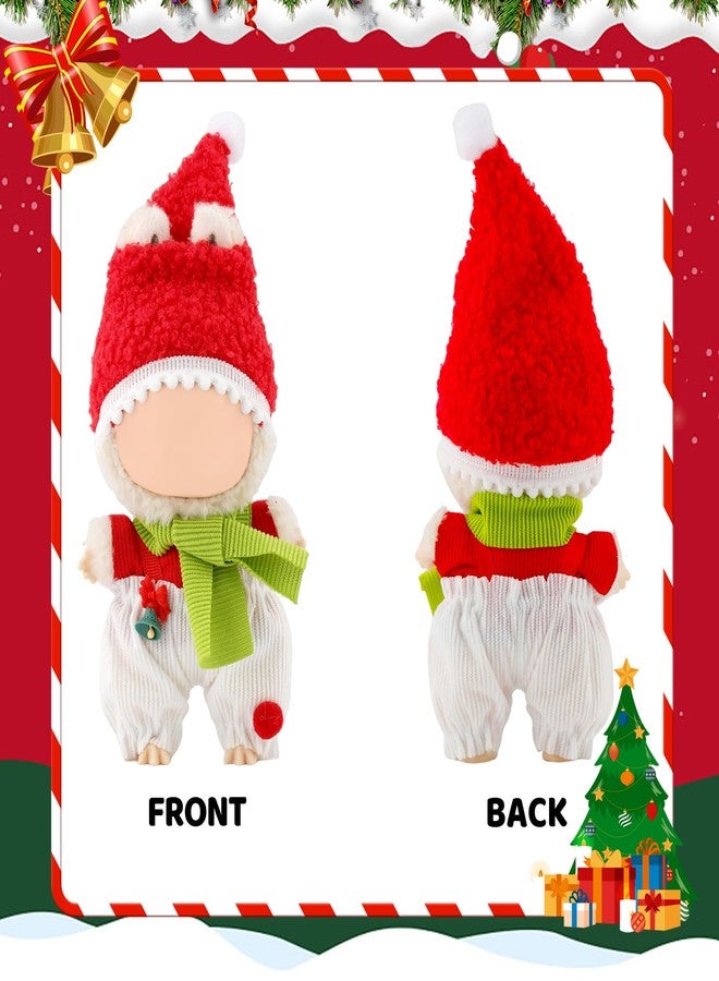 HAPINYOU 4 Pcs Lububu Christmas Clothes Compatible with 17cm Doll Clothes, Christmas Elf Accessories Sets Include Hat, Scarf, Top & Pants Costume for Dolls Premium Holiday Outfit (No Doll) - Image 5