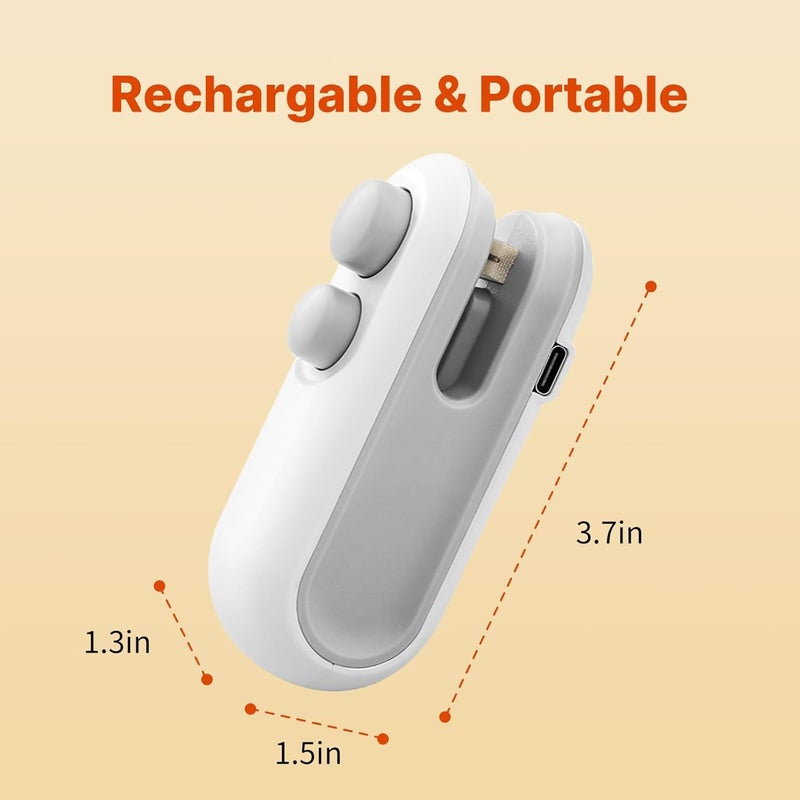TECH LOGO ELECTRONICS Mini Bag Sealer USBC rechargeable Bag Sealer 2 in 1 Bag Sealer Heat Seal with Cutter and Magnet Mini Bag Resealer Machine for Plastic Bags Snack Bags  - Image 5
