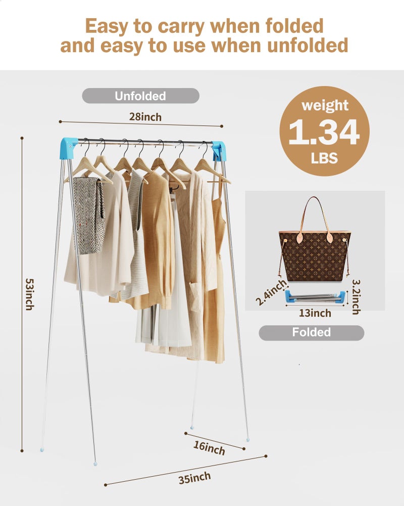 URZCT Travel Garment Rack ,Portable and Foldableï¼ŒFolding Clothes Rack for Dance,Travel,Camping, Drying,RV, Indoor,Outdoor. A Collapsible Mini Clothing Rack. - Image 2