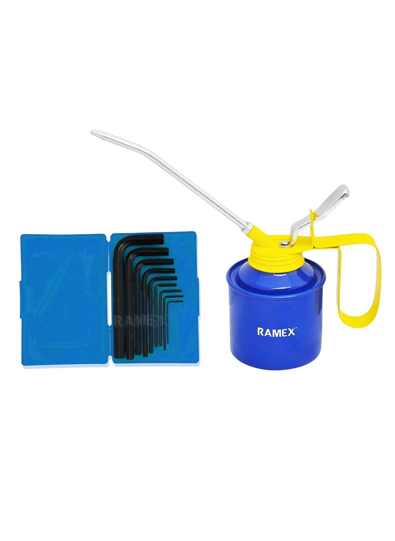 Ramex RAMEX 9pc Hex Allen Key Set In Plastic Box Size 15 2 25 3 4 5 6 8 10 Oil Can For Vehicles 12 Pint Capacity Glossy Blue Yellow  - Image 1