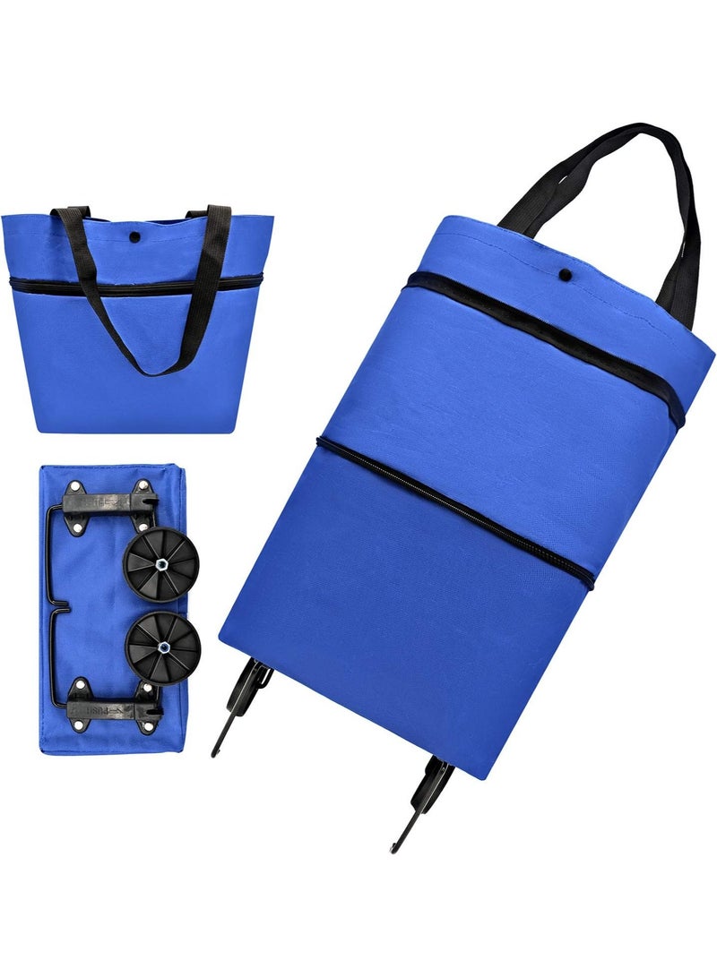 2 in 1 Expandable Travel Bag with Wheels Shopping Stroller for Home Supermarket - Versatile and Compact - Image 1