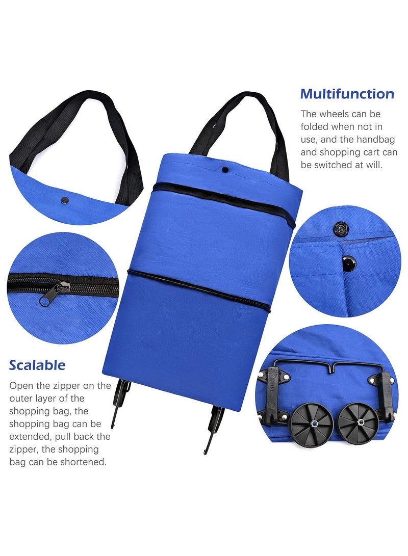 2 in 1 Expandable Travel Bag with Wheels Shopping Stroller for Home Supermarket - Versatile and Compact - Image 2