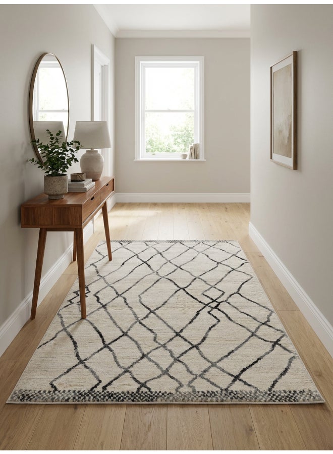 Carpet Shaggy Rugs with Soft Texture, Color - Grey, Size - 160x230 cm - 5x7.5 ft, Design - Rivo Cashmere, Ideal for Medium Sized Family room, Bedroom with queen beds, 4-6 seater Dinning area, Entry hallways & Foyers