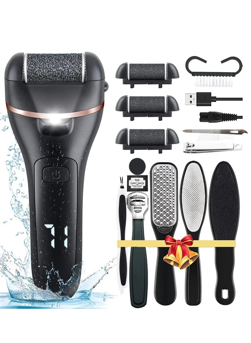 0TO1 TECH Electric Callus Remover for Feet, Rechargeable Pedicure Tools Foot Care Feet File, 13 in 1 Callous Remover Kit for Remove Cracked Heels and Dead Skin, with 3 Roller Heads 2 Speed, Battery Display - Image 1