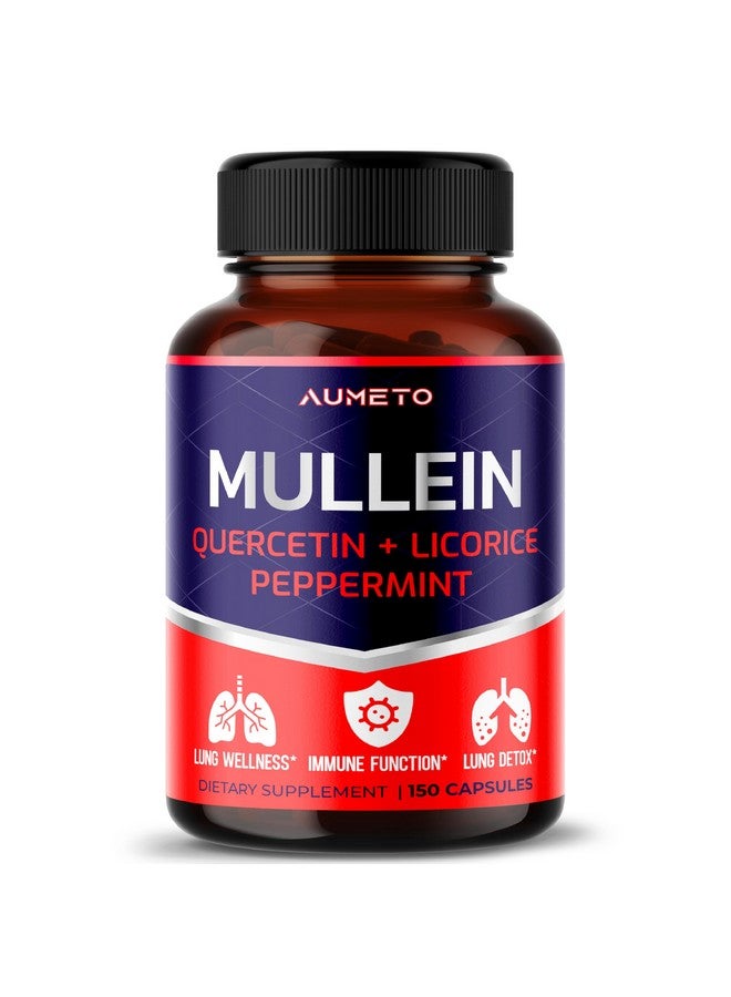 AUMETO Mullein Supplement - Enhanced Formula with Quercetin, Licorice for Lung Detox, Respiratory and Immune System Support (150 Count (Pack of 1)) - Image 1