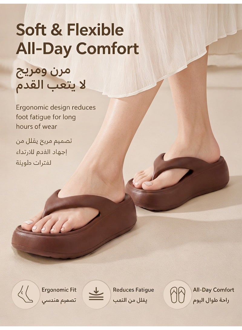 GUOLUOFEI Women's Platform Flip Flops, Casual Wedges Sandals With Arch Support, Summer Chunky Heeled Slides, Beach Thong Slippers - Image 2