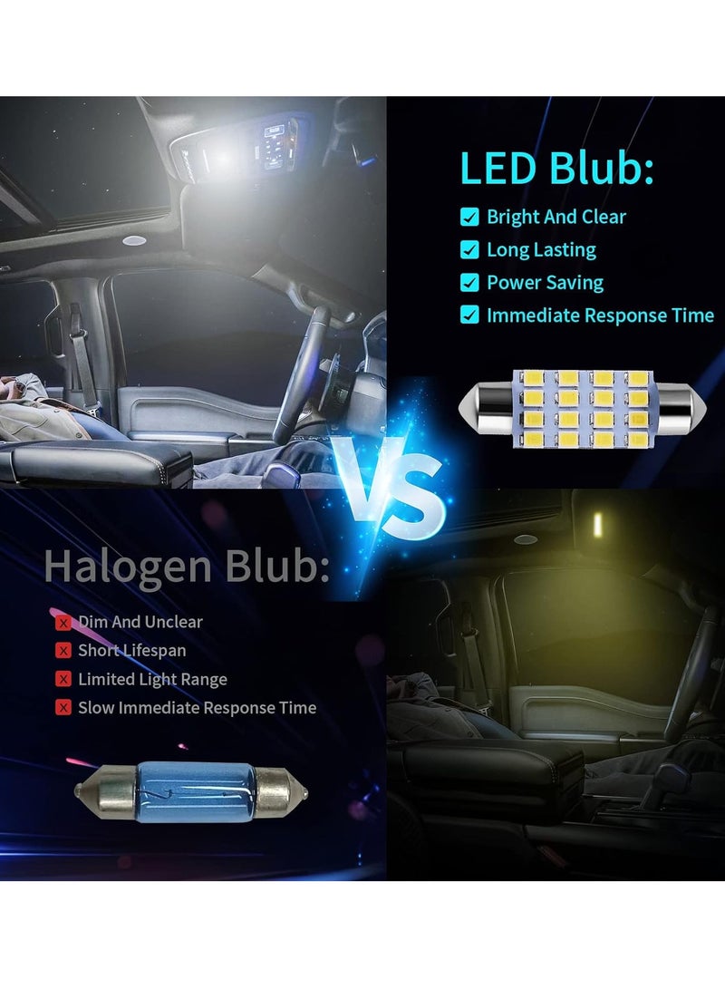 Loquat 42 Pieces LED Interior Car Lights, Super Bright White Car LED Dome Map Interior Tail Cab Lights Bulb Kit Set for Cars, DE3175 T10 31mm 41mm 194 LED Bulb for Your Car Trucks Width Lamp - Image 4