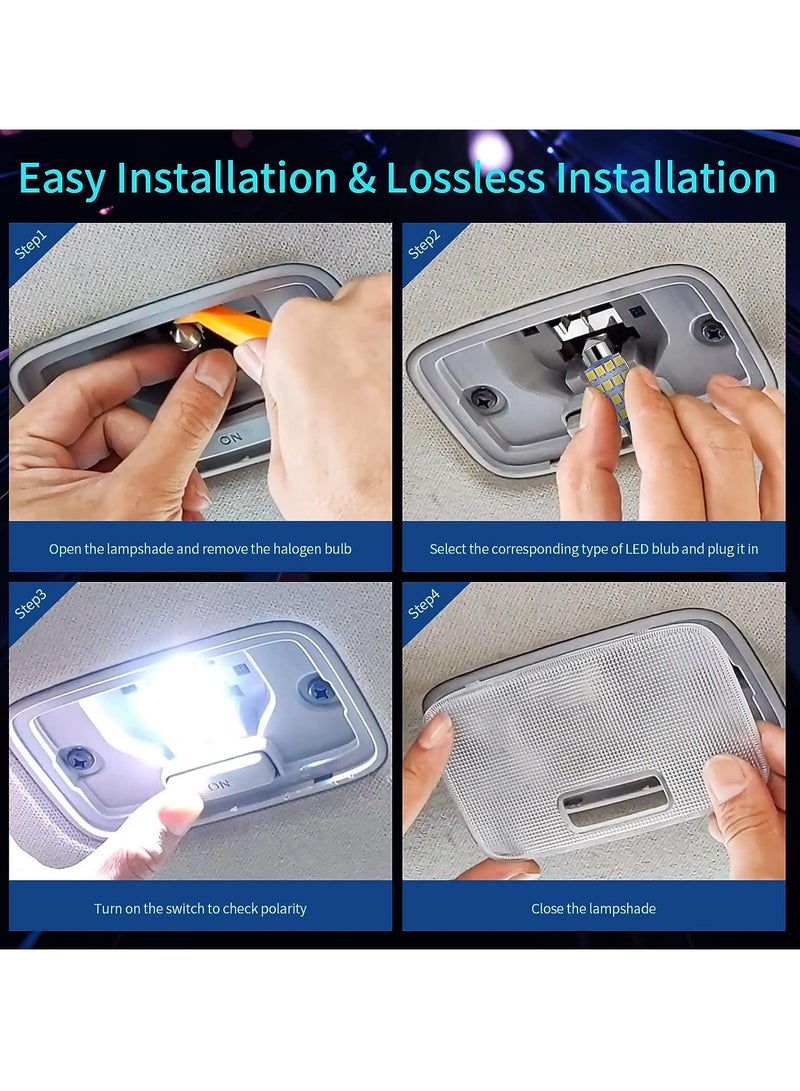 Loquat 42 Pieces LED Interior Car Lights, Super Bright White Car LED Dome Map Interior Tail Cab Lights Bulb Kit Set for Cars, DE3175 T10 31mm 41mm 194 LED Bulb for Your Car Trucks Width Lamp - Image 5