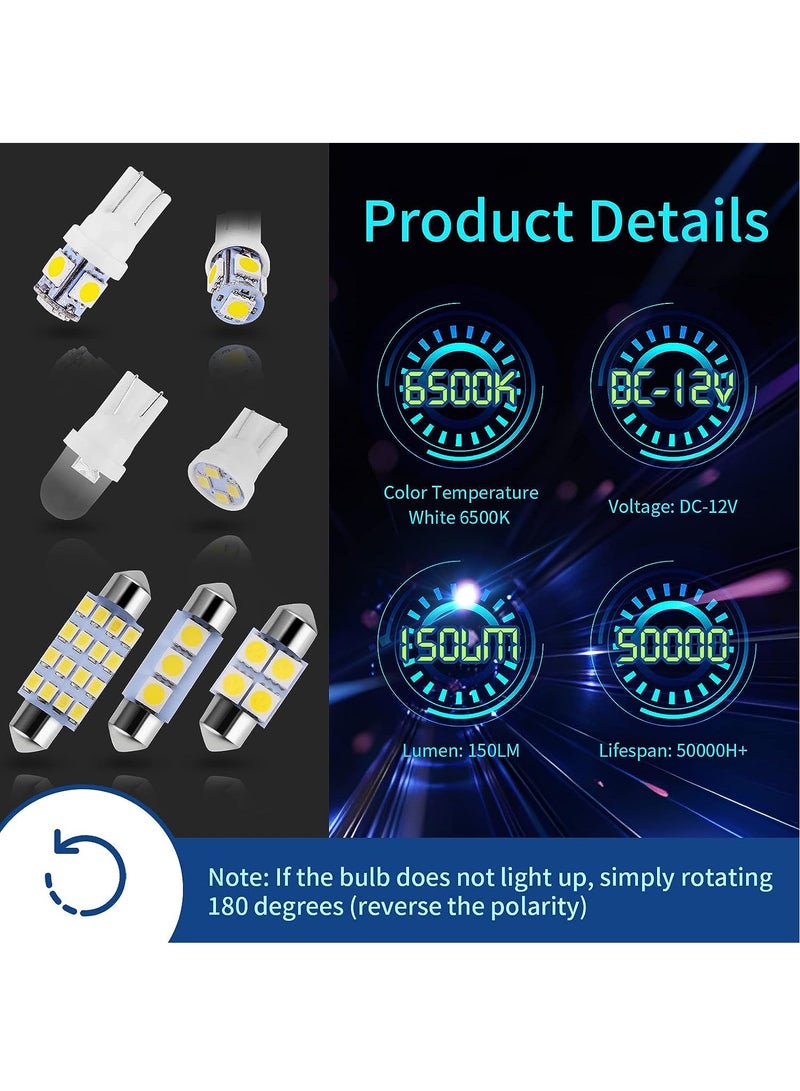 Loquat 42 Pieces LED Interior Car Lights, Super Bright White Car LED Dome Map Interior Tail Cab Lights Bulb Kit Set for Cars, DE3175 T10 31mm 41mm 194 LED Bulb for Your Car Trucks Width Lamp - Image 3