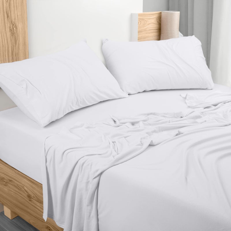 Utopia Bedding Utopia Bedding King Sheet Set - Jersey Knit Sheets 4 Piece King Jersey Sheet Set - Cotton Jersey Sheets - Soft T-Shirt Stretchy Sheets (King  White)  - Image 1