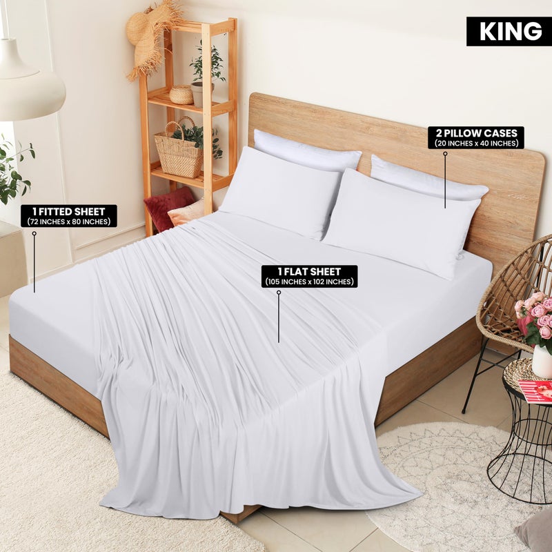 Utopia Bedding Utopia Bedding King Sheet Set - Jersey Knit Sheets 4 Piece King Jersey Sheet Set - Cotton Jersey Sheets - Soft T-Shirt Stretchy Sheets (King  White)  - Image 2
