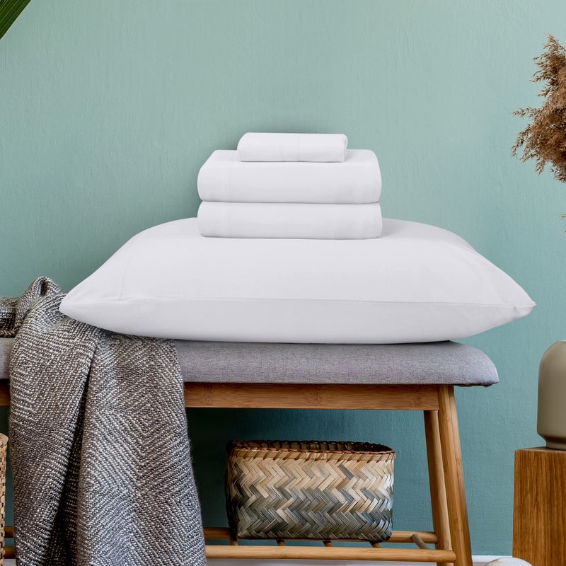 Utopia Bedding Utopia Bedding King Sheet Set - Jersey Knit Sheets 4 Piece King Jersey Sheet Set - Cotton Jersey Sheets - Soft T-Shirt Stretchy Sheets (King  White)  - Image 3