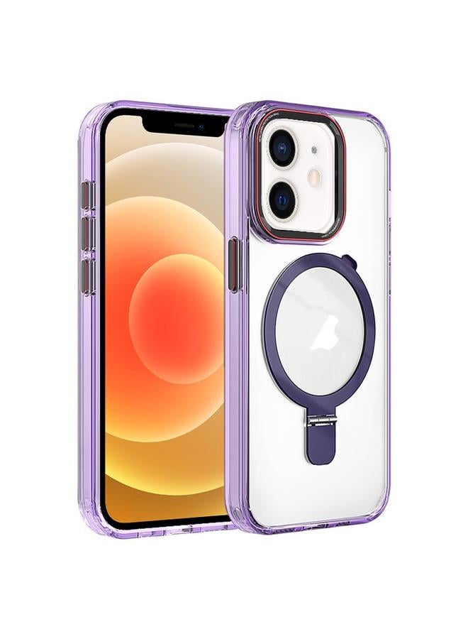 Zaboon Case For iPhone 12 Crystal TPU Hybrid PC MagSafe Holder Phone Case - Image 1