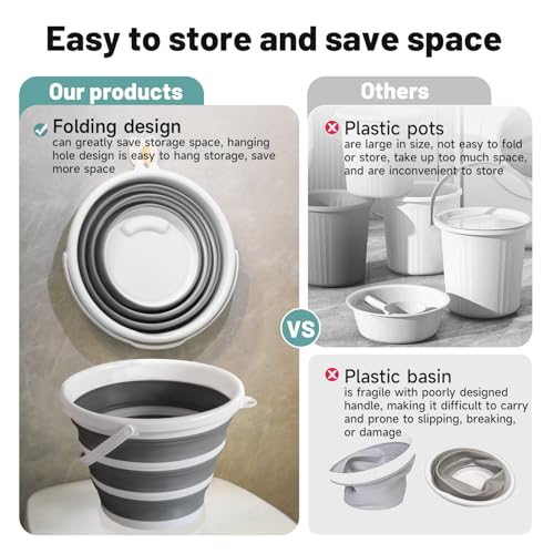 Moodyin Collapsible Water Bucket 10L 26 Gal Portable Easy to Carry Store Ideal for Car Wash Cleaning Camping Fishing and Outdoor Activities with Collapsible Handle Design - Image 3