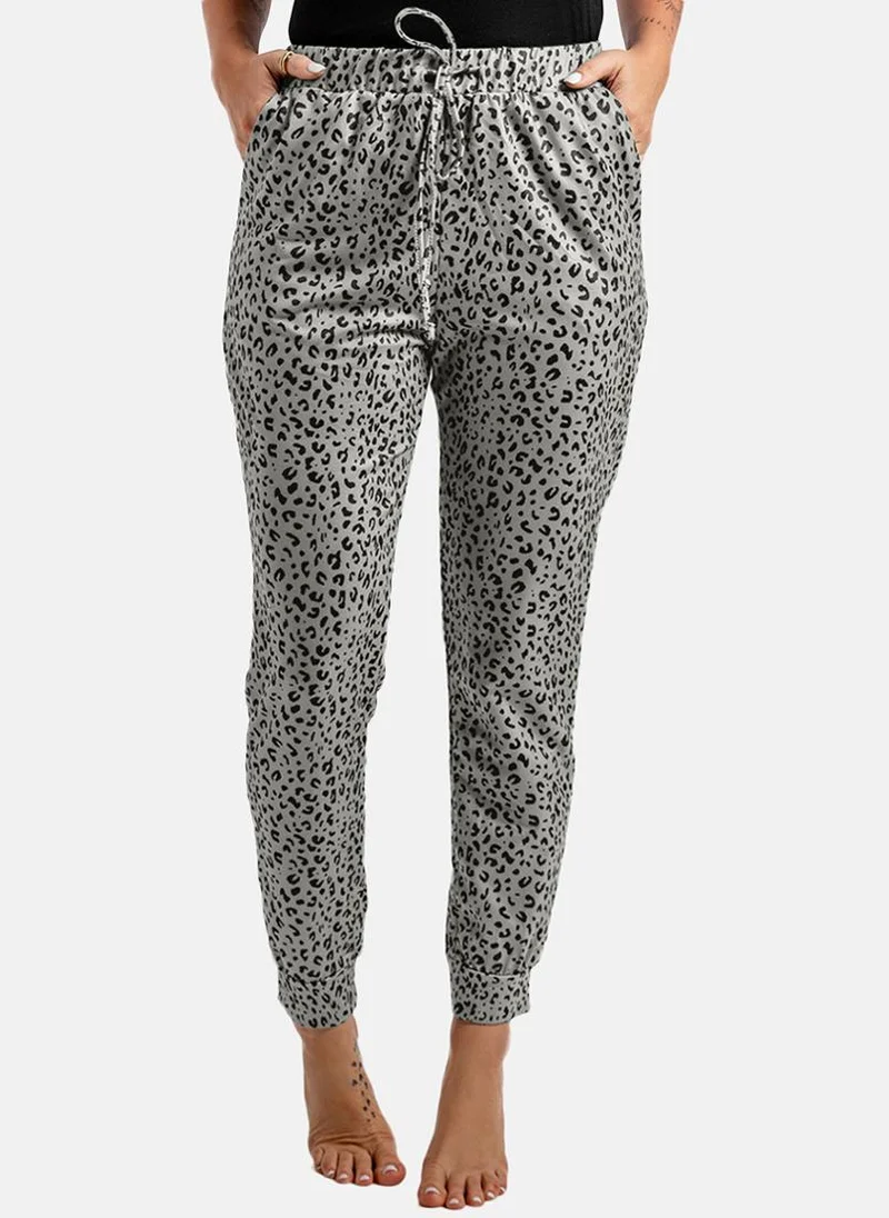 يونيكي Grey Printed Casual Jogger Trouser