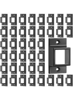 Arabest 1 x 1 Black Aluminum Fence Brackets Standard Wall Mount for Rails Double Flange Metal Square Brackets Residential Black Flat Fence Brackets for Fencing Railing Mounting(40 Pcs)  - Image 1