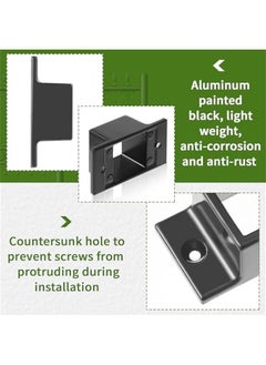 Arabest 1 x 1 Black Aluminum Fence Brackets Standard Wall Mount for Rails Double Flange Metal Square Brackets Residential Black Flat Fence Brackets for Fencing Railing Mounting(40 Pcs)  - Image 3