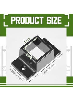 Arabest 1 x 1 Black Aluminum Fence Brackets Standard Wall Mount for Rails Double Flange Metal Square Brackets Residential Black Flat Fence Brackets for Fencing Railing Mounting(40 Pcs)  - Image 2
