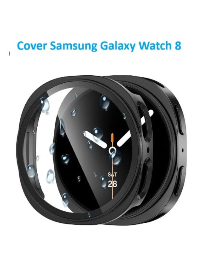 جراب مقاوم للماء لساعة سامسونج جالاكسي 8 مقاس 44 ملم مع واقي شاشة من الزجاج المقوى وغطاء صلب من البولي كربونات ممتص للصدمات - اسود - Image 1