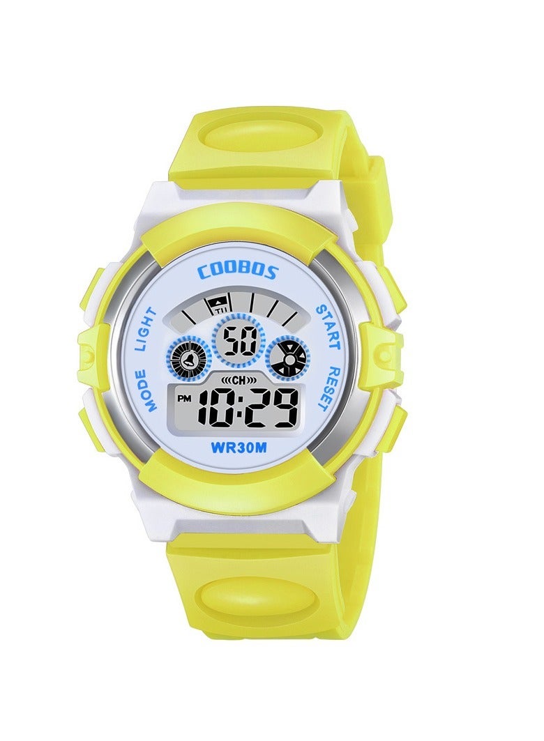 COOBOS 2PCS Children's Waterproof Rubber Digital Watch Pink/Yellow - Image 3