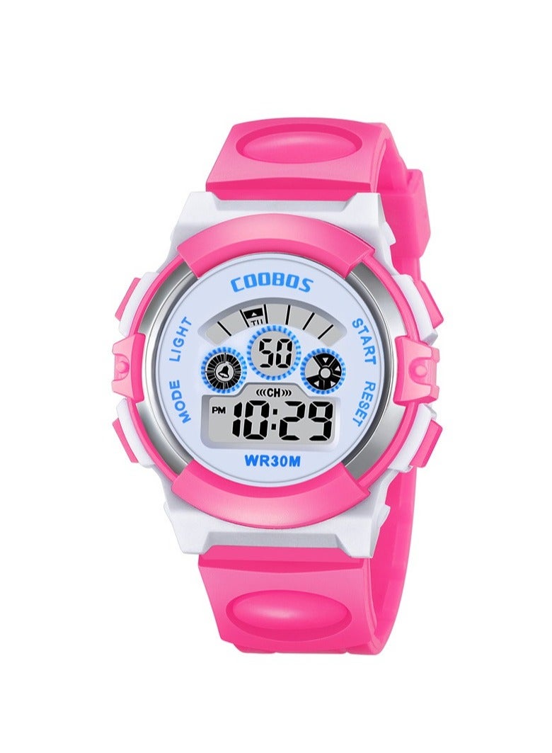 COOBOS 2PCS Children's Waterproof Rubber Digital Watch Pink/Yellow - Image 4