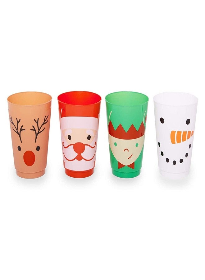 Sparkle and Bash 24 Pack Plastic Christmas Cups for Kids, 4 Xmas Designs - Table Decoration for Holiday Parties, 16 oz - Image 5