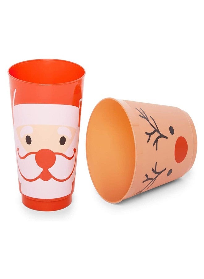 Sparkle and Bash 24 Pack Plastic Christmas Cups for Kids, 4 Xmas Designs - Table Decoration for Holiday Parties, 16 oz - Image 4