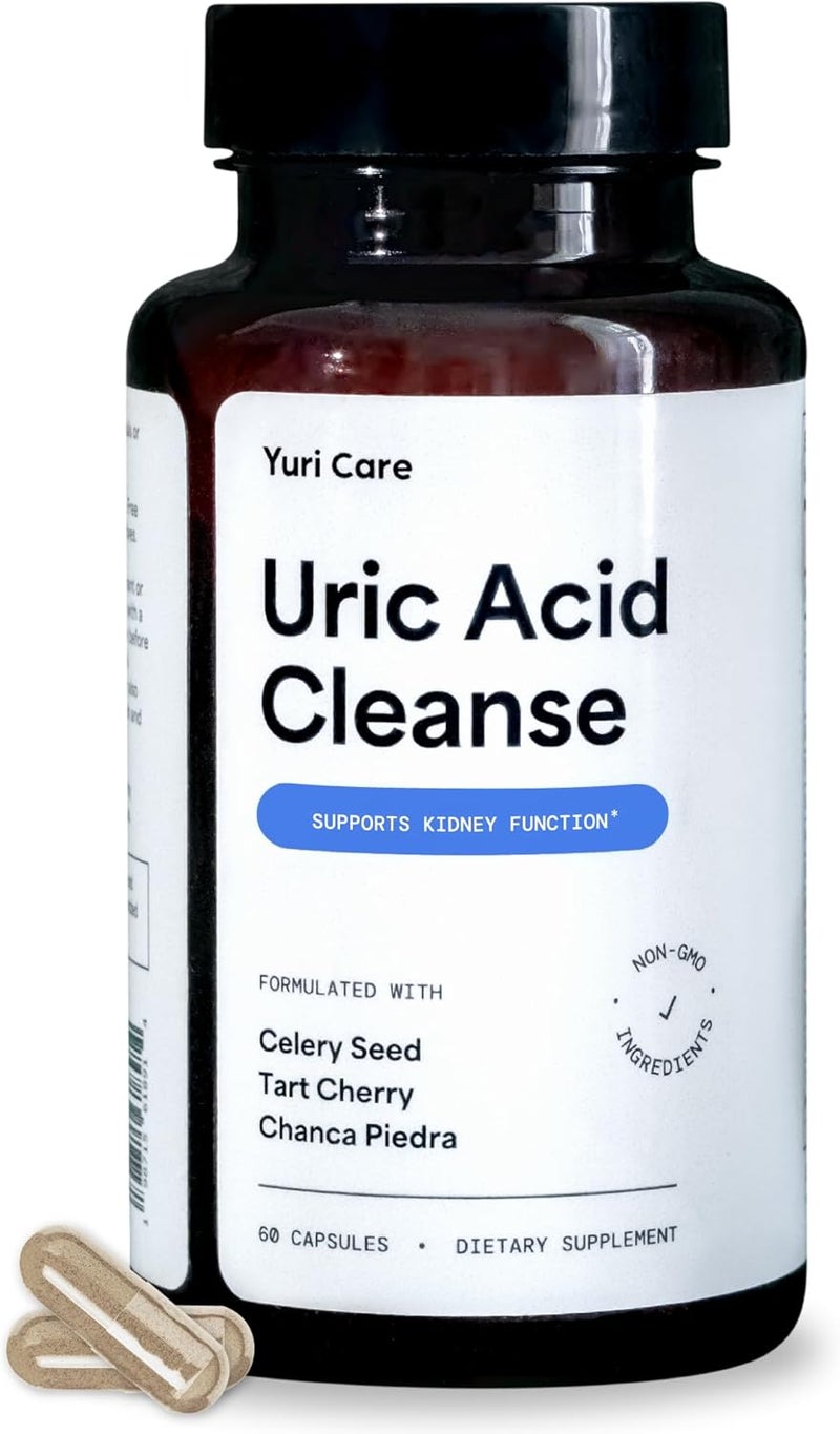 Yuri Care تنظيف حمض اليوريك الطبيعي مع 2000 ملغ من مستخلص بذور الكرفس 1000 ملغ من شنكه بييدرا مستخلص الرمان كبسولات مستخلص الكرز الحامض تنظيف الكلى إزالة السموم إصلاح لتدفق حمض اليوريك - Image 1