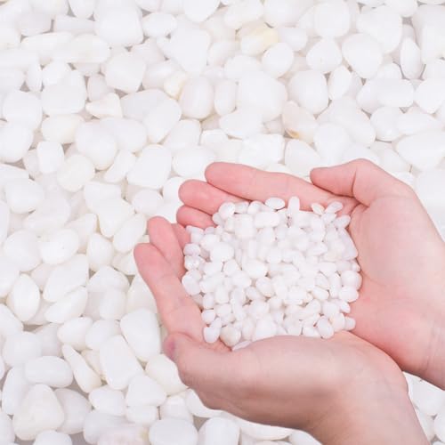 HOT SEAL 2.0 LB White Aquarium Gravel Pebbles 3/8", Natural Decorative Aquarium Substrate Small River Rocks, Mini Pebbles Stone for Fish Tank, Aquatic Plant Bonsai, Hydrophyte - Image 1