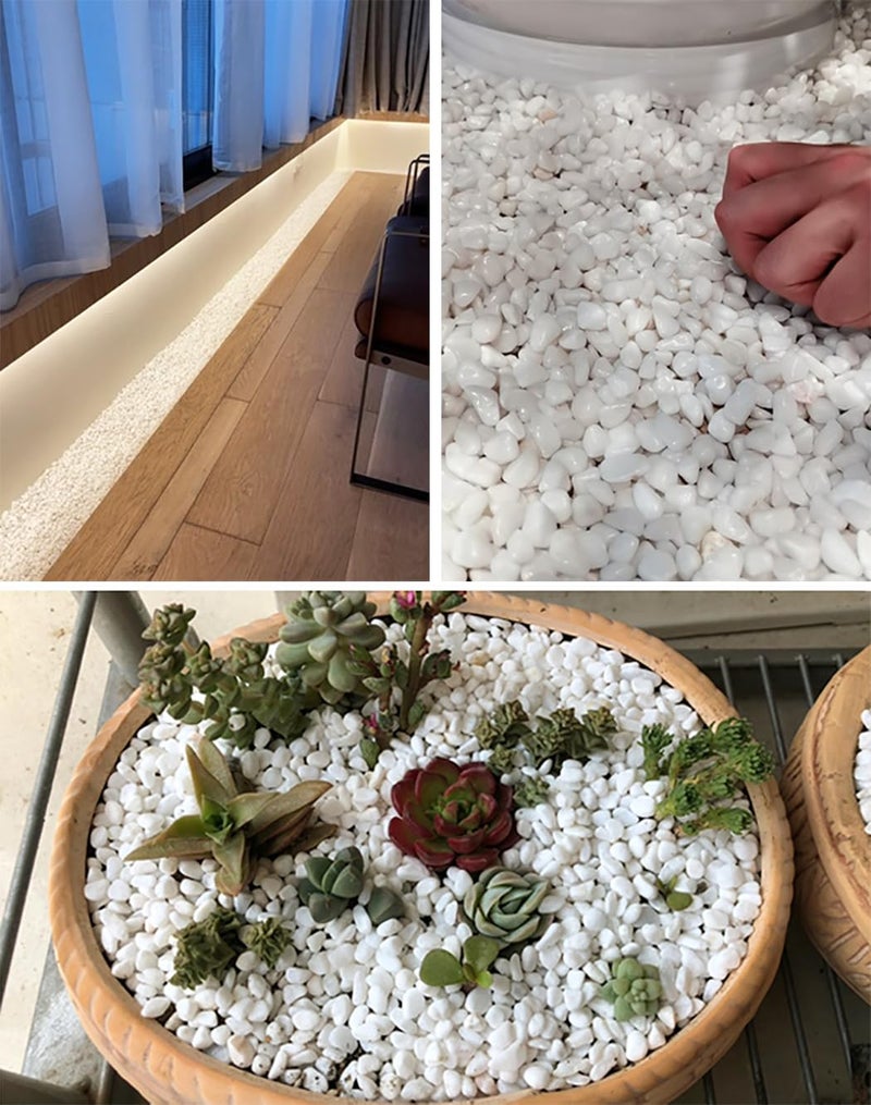 HOT SEAL 2.0 LB White Aquarium Gravel Pebbles 3/8", Natural Decorative Aquarium Substrate Small River Rocks, Mini Pebbles Stone for Fish Tank, Aquatic Plant Bonsai, Hydrophyte - Image 4