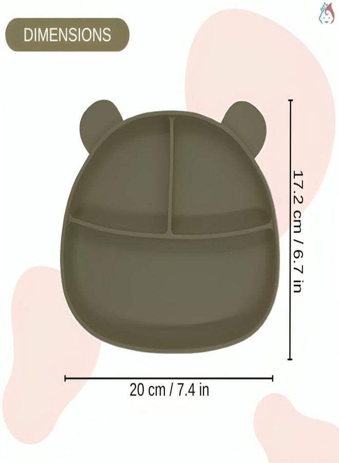 Babylief Baby Feeding Set, Silicone Plate with Suction Base and 2-in-1 (Sippy Cup & Snack Cup) Combo (Olive Green) - Image 5