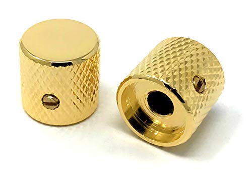 Vintage Forge Gold Flat-Top Barrel Knobs for Fender Telecaster Guitar and Precision P-Bass (Set of 2) 1/4 Inch Solid Shaft BK30US-GLD - Image 1