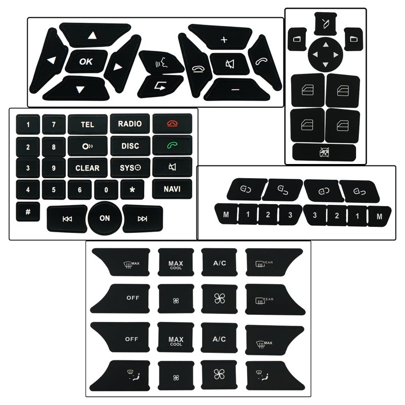 EDIETH Repair Button Door Steering AC Radio Stickers Set Kits Car Interior Stickers Button Decals for Mercedes Benz A W176 B W246 C W204 E W212 SLK R172 CLS W218 GLK X204 SL R231