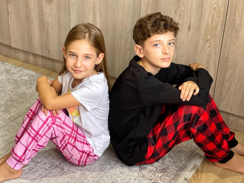 Ekouaer Boys Jogger Pajama Long Plaid Pj Pants Elastic Waistband Lounge Pants with Pockets Black Plaid 13-14 Years - Image 2
