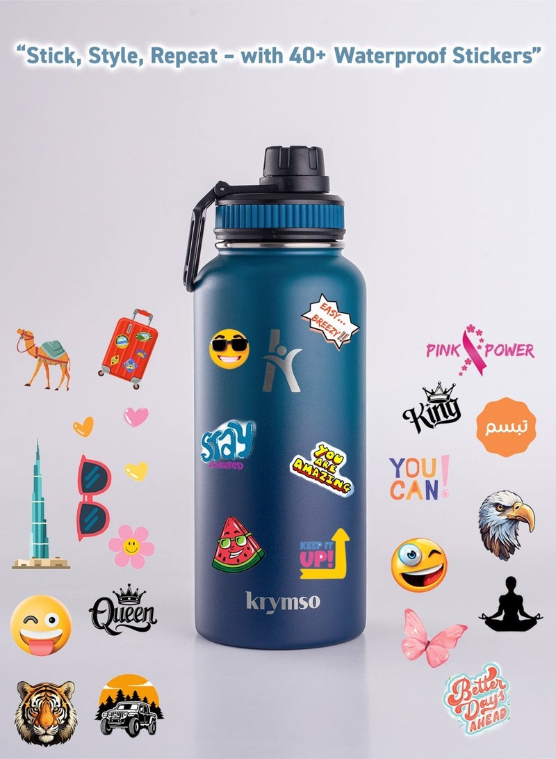 KRYMSO 950ml Stainless Steel Water Bottle, Sports Bottle with Straw, Double Wall Insulated Water Bottle, Thermos Flask, Water Bottle for kids, Gym - Image 5
