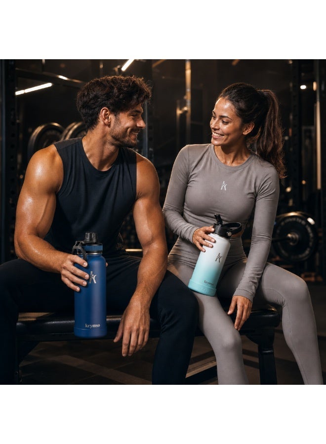 KRYMSO 950ml Stainless Steel Water Bottle, Sports Bottle with Straw, Double Wall Insulated Water Bottle, Thermos Flask, Water Bottle for kids, Gym - Image 4
