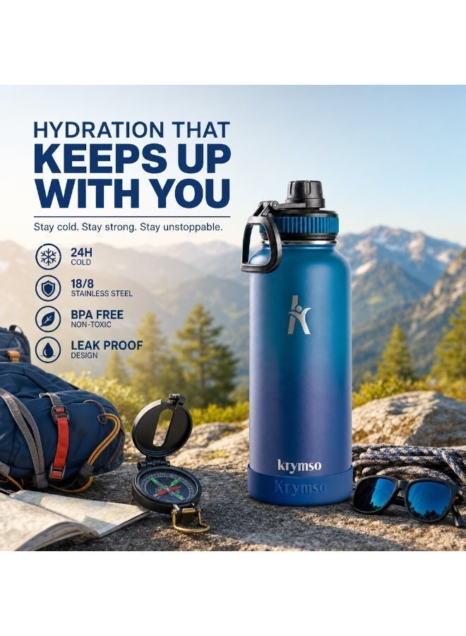 KRYMSO 950ml Stainless Steel Water Bottle, Sports Bottle with Straw, Double Wall Insulated Water Bottle, Thermos Flask, Water Bottle for kids, Gym - Image 2