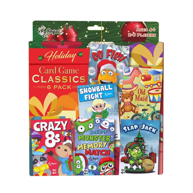 Regal Games Card Games for Kids Go Fish Crazy 8s Old Maid Slap Jack Monster Memory Match Snowball Fight HolidayThemed Simple Fun Classic Family Table Games Games May Vary 6 Set - Image 2