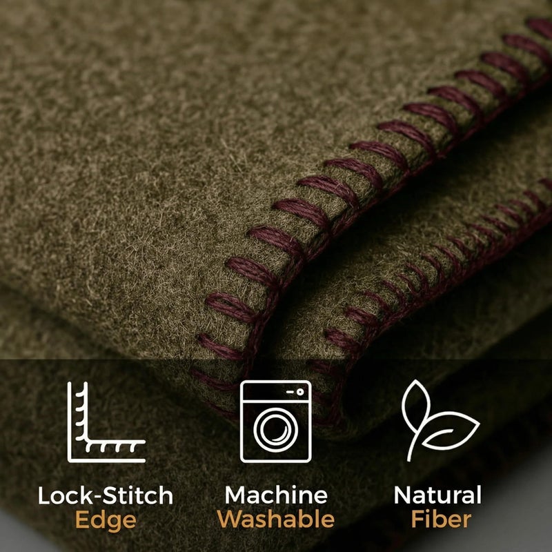 Jmr Usa Inc. Wool Camping Blanket â€“ 70% Wool Heavy-Duty Military Style Throw, Warm & Washable, Fire Retardant Cover for Emergency, Survival & Outdoor Use â€“ Perfect for Camping, Car, Home & Hiking, Olive 62x84 - Image 2