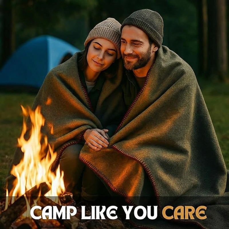Jmr Usa Inc. Wool Camping Blanket â€“ 70% Wool Heavy-Duty Military Style Throw, Warm & Washable, Fire Retardant Cover for Emergency, Survival & Outdoor Use â€“ Perfect for Camping, Car, Home & Hiking, Olive 62x84 - Image 4