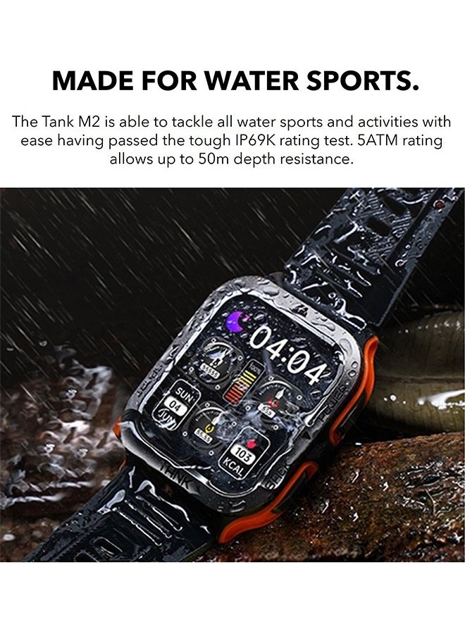 KOSPET Tank M2 Bluetooth Answer Make Call Smart Watches For Men 5 ATM US Military Certified With 70 Sport Modes 1.85 Inch For Android IOS IPhones With Heart Rate Blood Pressure Red/Black - Image 4