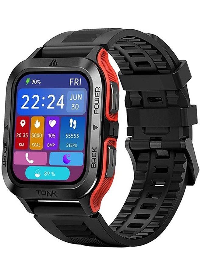 KOSPET Tank M2 Bluetooth Answer Make Call Smart Watches For Men 5 ATM US Military Certified With 70 Sport Modes 1.85 Inch For Android IOS IPhones With Heart Rate Blood Pressure Red/Black - Image 1