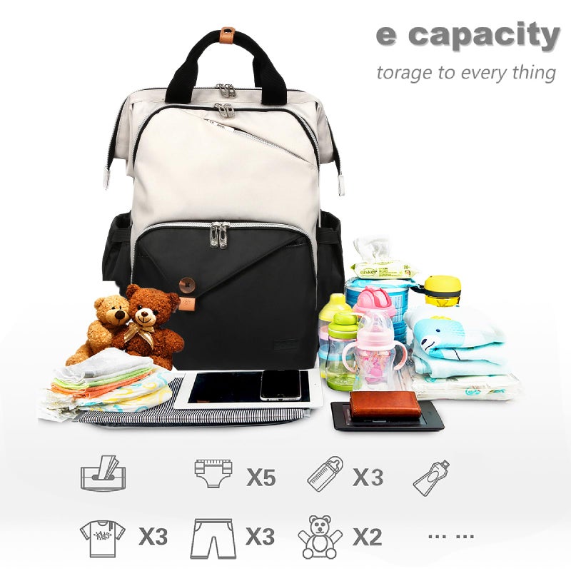 Hap Tim Baby Diaper Bag for Boys Girls, Large Backpack Diaper Bags with Double Compartments, Baby Registry Search Shower Gifts Stuff Newborn Must Havesï¼ˆ7340-BHï¼‰ - Image 2