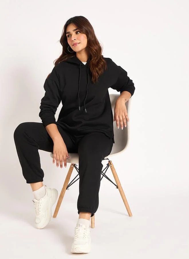 Femmella  Women Black Fleece Joggers for Women | Best Price UAE