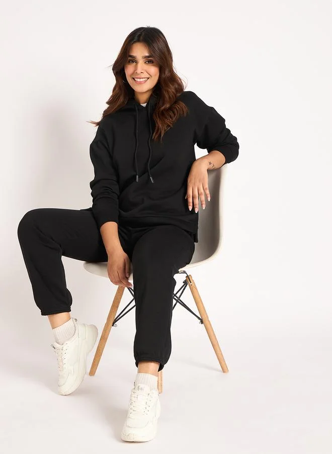 Femmella  Women Black Fleece Joggers for Women | Best Price UAE