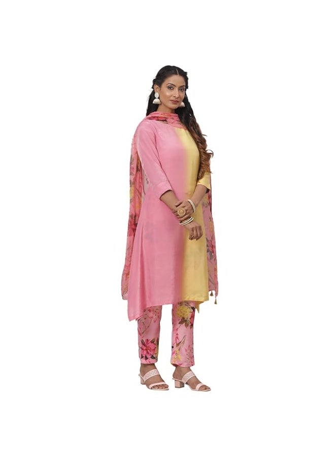 BIBA Women Poly Viscose Asymmetric Kurta Pant and dupatta  Set 3xl - Image 2