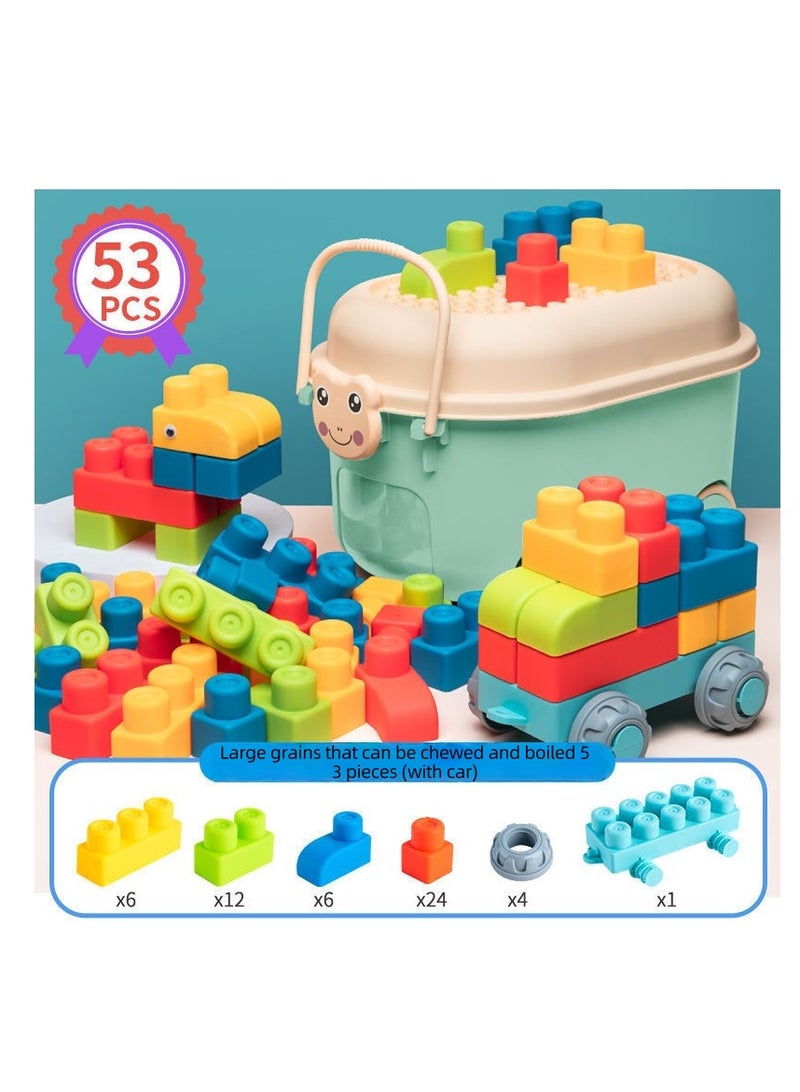 مجموعة مكعبات بناء للأطفال، 53 قطعة ألعاب تعليمية للأولاد والبنات مع صندوق تخزين، هدية رائعة للأطفال - Image 2