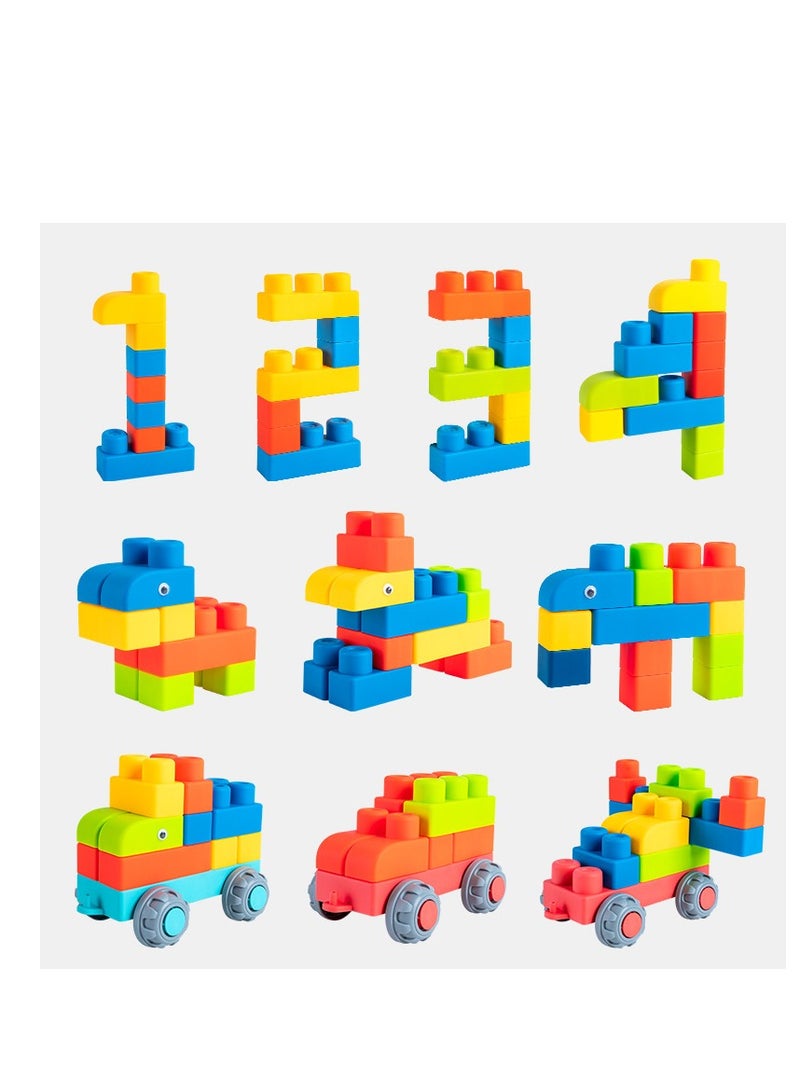 مجموعة مكعبات بناء للأطفال، 53 قطعة ألعاب تعليمية للأولاد والبنات مع صندوق تخزين، هدية رائعة للأطفال - Image 3