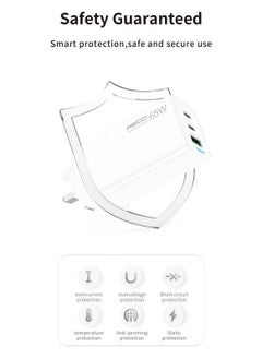 Recci 3 Ports USB C GaN Charger Plug PD 65W Type C AIPD3.0 and QC3.0 Fast Wall Mains Power Delivery Adapter For Laptops MacBook Pro Air Steam Deck iPad iPhone 16 15 Series Samsung S24 23 Ultra Honor Xiaomi Lenovo White  - Image 5